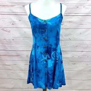 Bali Batik Boho Hippie Festival Tie Dye Sea Shell Button Up Flare Dress